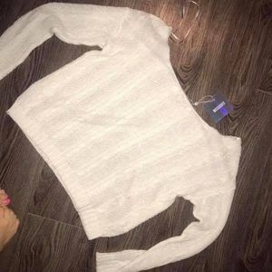 Off the shoulder cream sweater